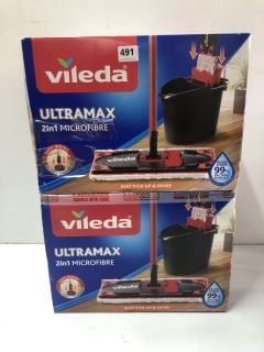 2 X VILEDA ULTRAMAX 2-IN-1 MICROFIBRE