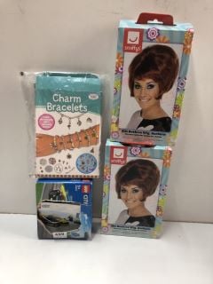 4 X ITEMS TO INC.SMIFFYS 60S BEEHIVE WIG AURBURN