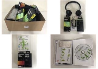 BOX OF ITEMS TO INC JAM OUT THERE WIRELESS HEADSETS & SKULLYCANDY EARBUDS