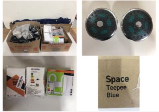 BOX OF ITEMS TO INC EDISON BULB G80 & HABITAT SPACE TEEPEE