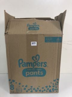 BOX OF PAMPERS BABY-DRY NAPPY PANTS - SIZE: 8