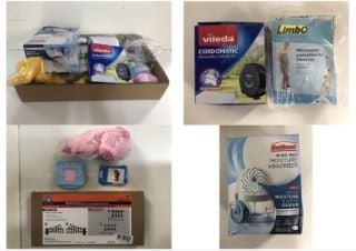 BOX OF ITEMS TO INC.VILEDA CORDOMATIC RETRACTABLE CLOTHES LINE