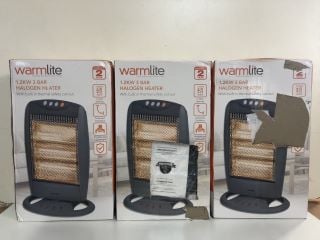 3 X WARMLITE 1.2KW 3 BAR HALOGEN HEATER