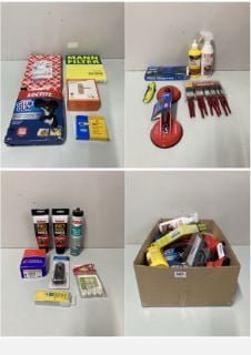 BOX OF CAR & TOOL ITEMS TO INC. LOCTITE HOT MELT GLUE GUN