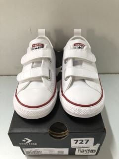 CONVERSE INFANT UNISEX EASY-ON VELCRO LEATHER OX TRAINERS - WHITE - SIZE: 9