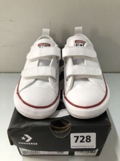 CONVERSE INFANT UNISEX EASY-ON VELCRO LEATHER OX TRAINERS - WHITE - SIZE: 9