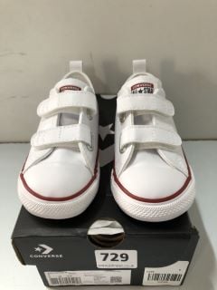 CONVERSE INFANT UNISEX EASY-ON VELCRO LEATHER OX TRAINERS - WHITE - SIZE: 9