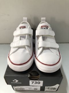 CONVERSE INFANT UNISEX EASY-ON VELCRO LEATHER OX TRAINERS - WHITE - SIZE: 9