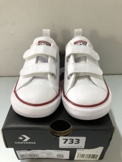 CONVERSE INFANT UNISEX EASY-ON VELCRO LEATHER OX TRAINERS - WHITE - SIZE: 9