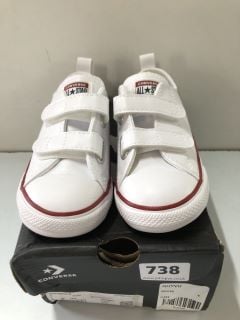 CONVERSE INFANT UNISEX EASY-ON VELCRO LEATHER OX TRAINERS - WHITE - SIZE: 9