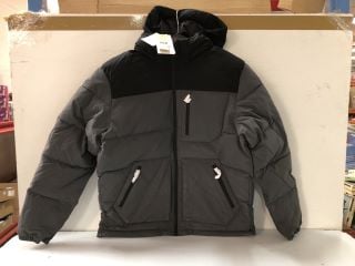 JACK & JONES OTTO HOODED PADDED ASPHALT/BLACK COAT - SIZE: M - RPP.£65