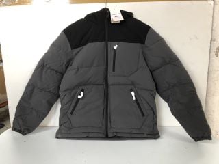 JACK & JONES OTTO HOODED PADDED ASPHALT/BLACK COAT - SIZE: M - RPP.£65