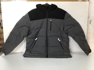 JACK & JONES OTTO HOODED PADDED ASPHALT/BLACK COAT - SIZE: XL - RPP.£65