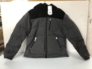 JACK & JONES OTTO HOODED PADDED ASPHALT/BLACK COAT - SIZE: L - RPP.£65