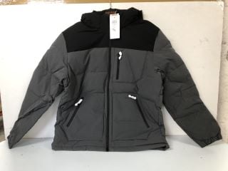 JACK & JONES OTTO HOODED PADDED ASPHALT/BLACK COAT - SIZE: L - RPP.£65