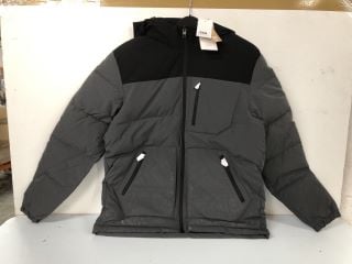 JACK & JONES OTTO HOODED PADDED ASPHALT/BLACK COAT - SIZE: M - RPP.£65