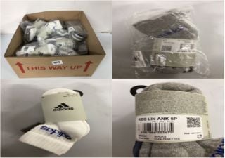 BOX OF ADIDAS KIDS ANKLE SOCKS - SIZE: 5.5K - 7K