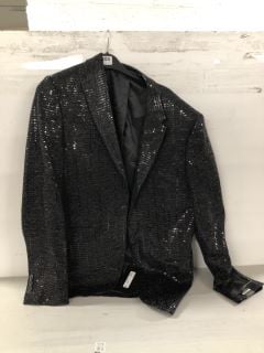 WOMENS RIVER ISLAND BLACK SEQUIN BLAZER - SIZE 42R