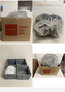 BOX OF ITEMS TO INCLUDE CHUNKY CHARCOAL POUFFE