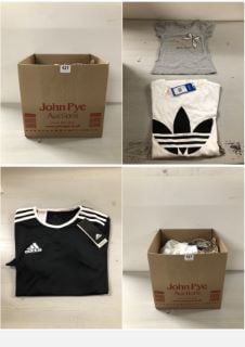 BOX OF CLOTHES TO INC CHILDRENS WHITE AND BLACK ADIDAS T-SHIRT SIZE 15/16 YEARS