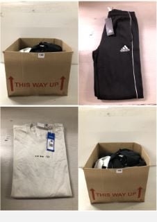 BOX OF CLOTHES TO INC MENS ADIDAS BLACK JOGGERS SIZE - UK XS