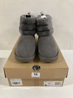 UGG W FLUFF MINI QUILTED BOOTS IN CHARCOAL UK SIZE 4