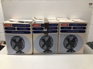 2 X LOGIK 10" GUN METAL DESK FAN