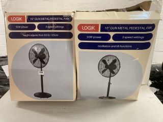 2 X LOGIK 16" PEDESTAL FAN