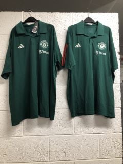 2 X MANCHESTER UNITED GREEN POLO - SIZE 2XL