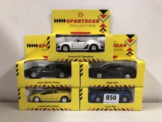 5 X SHELL SPORTSCAR COLLECTION METAL MODELS TO INCLUDE PORSCHE 911 SPEEDSTER