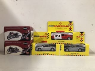 5 X VINTAGE COLLECTABLE METAL CARS TO INCLUDE SHELL SPORTSCAR COLLECTION FERRARI 348TS