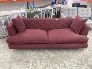 JOHN LEWIS CHESTER LARGE THREE-SEATER SOFA IN BURGUNDY RRP £1,029