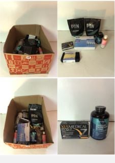 BOX OF HEALTH AND BEAUTY ITEMS TO INCLUDE FARMOLOGIE BODY WASH