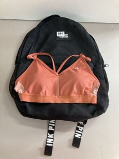 VICTORIA'S SECRET BACKPACK AND A NIKE SPORTS BRA