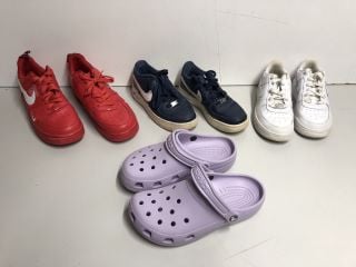 BOX OF SHOES TO INCLUDE PAIR OF CROCS AND NIKE TRAINERS