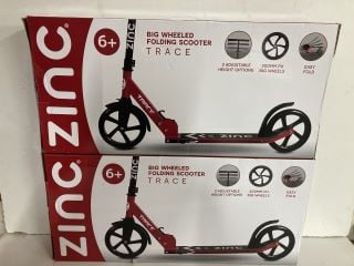 2 X BIG WHEEL FOLDING ZINC SCOOTERS