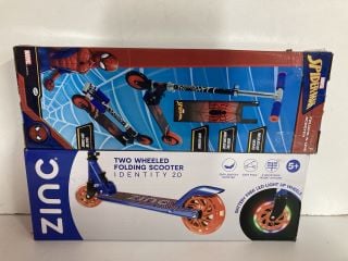 ZINC SCOOTER AND A SPIDERMAN SCOOTER