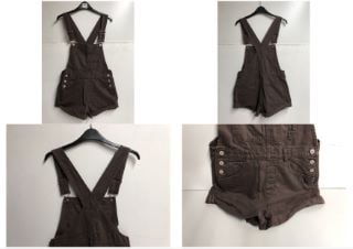 BROWN SHORT DUNGAREES SIZE: UNKNOWN