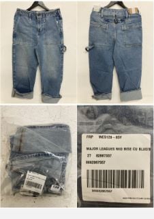 MAJOR LEAGUES MID RISE CUT JEANS SIZE: 26 RRP: £118 (BLUE)