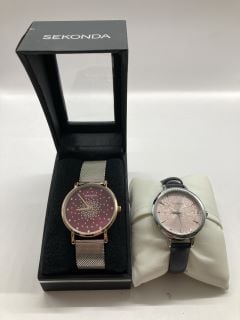 2 X SEKONDA WOMENS WATCH INC PINK DIAL