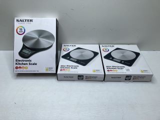 3 X SALTER DISC ELECTRONIC KITCHEN SCALES