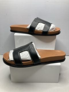 DUNE 484 LOUPA BLACK LEATHER FOOTBED SMART SLIDES UK SIZE 8