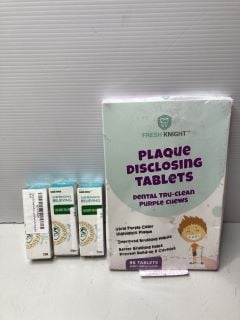 BOX OF ITEMS INC PLAQUE DISCLOSING TABLETS