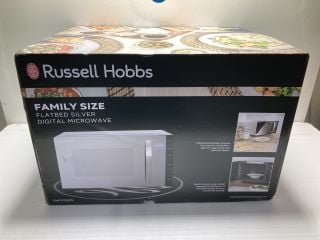 RUSSELL HOBBS FAMILY SIZE FLATBED SILVER DIGITAL MICROWAVE