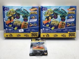 3 X ITEMS INC HOT WHEELS MONSTER TRUCKS SMASH AND CRASH