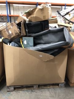 PALLET OF ITEMS INC BROKEN MICROWAVE & LANTERN STAKE LIGHT