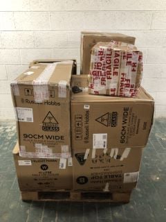 PALLET OF APPLIANCES TO INCLUDE RUSSELL HOBBS 17 LITRE TABLE TOP COOLER