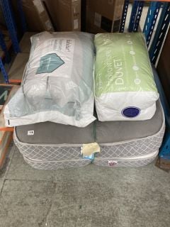 BEDDING TO INCLUDE A SMALL DOUBLE MATTRESS AND A DUVET