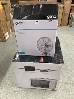 IGENIX MICROWAVE OVEN AND A DESK FAN