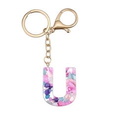 QUANTITY OF RUSSIAN LETTER KEYCHAIN 1 PC, TRANSPARENT LETTER ALPHABET PENDANT KEYCHAIN WOMEN PURSE CHARMS ALPHABET PENDANT KEY RING WITH (U) - TOTAL RRP £159: LOCATION - B